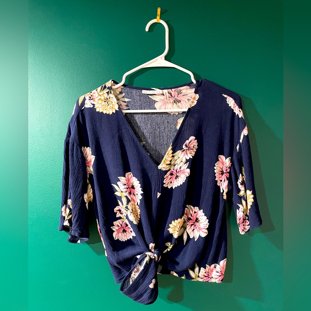 Luq Floral Tie Front Top
